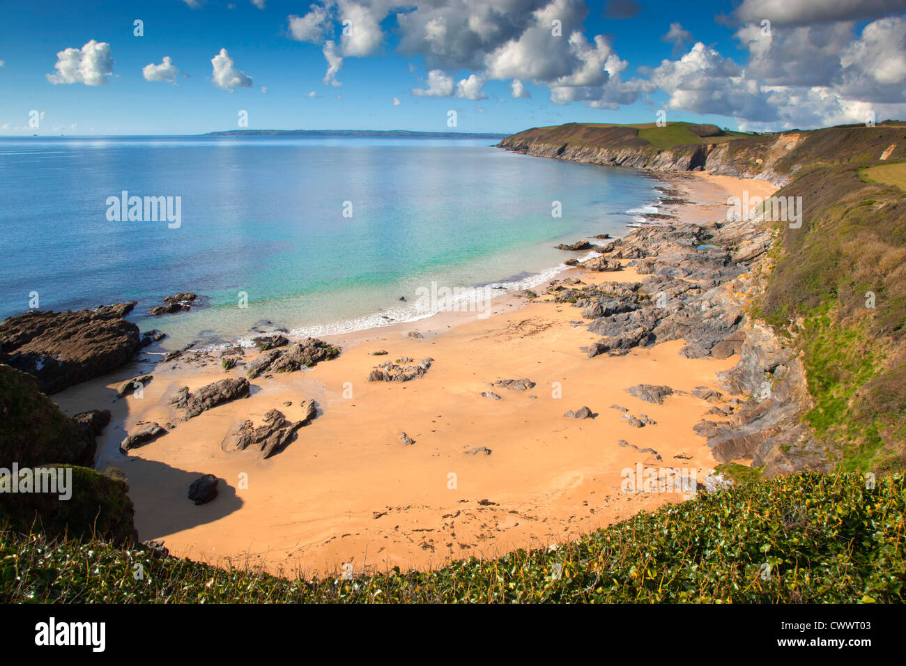 Porthbeor Beach ; St Antony ; St Just in Roseland, Cornwall, UK Banque D'Images