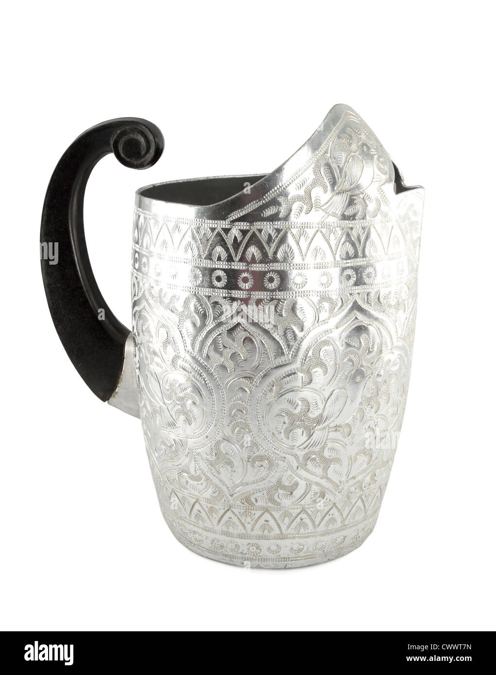 Verseuse en argent avec texture thaïlandais Banque D'Images