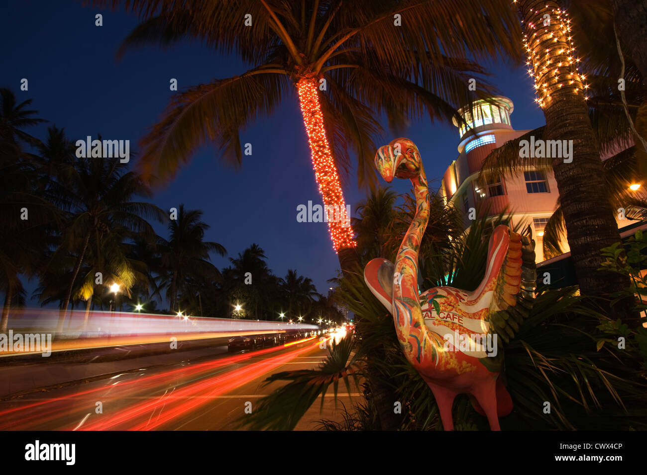 SCULPTURE FLAMINGO OCEAN DRIVE SOUTH BEACH MIAMI BEACH FLORIDE USA Banque D'Images