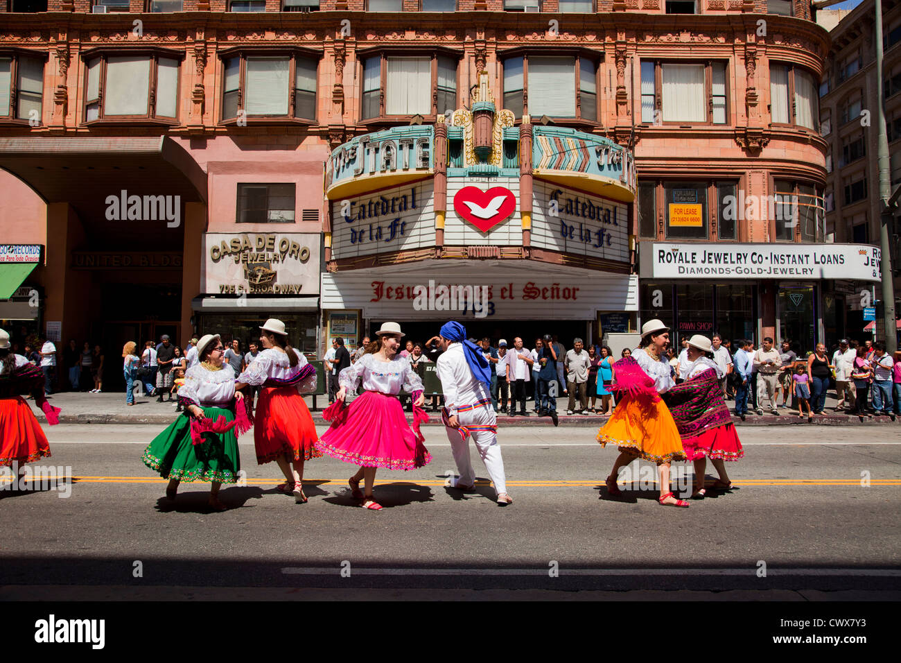 Festival de l'Equateur, de Broadway, du centre-ville de Los Angeles, Californie, USA Banque D'Images
