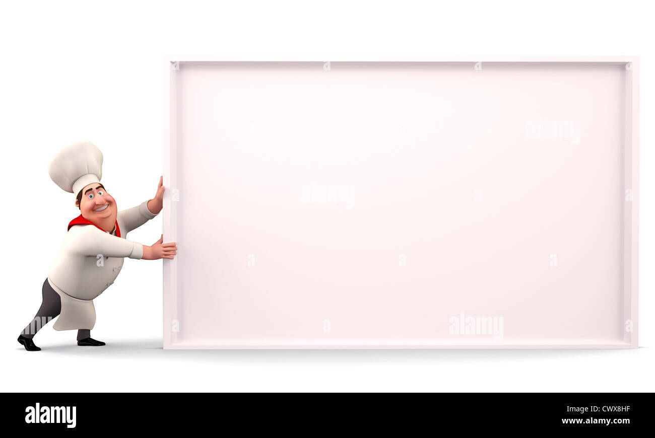Poussant un grand panneau chef Banque D'Images
