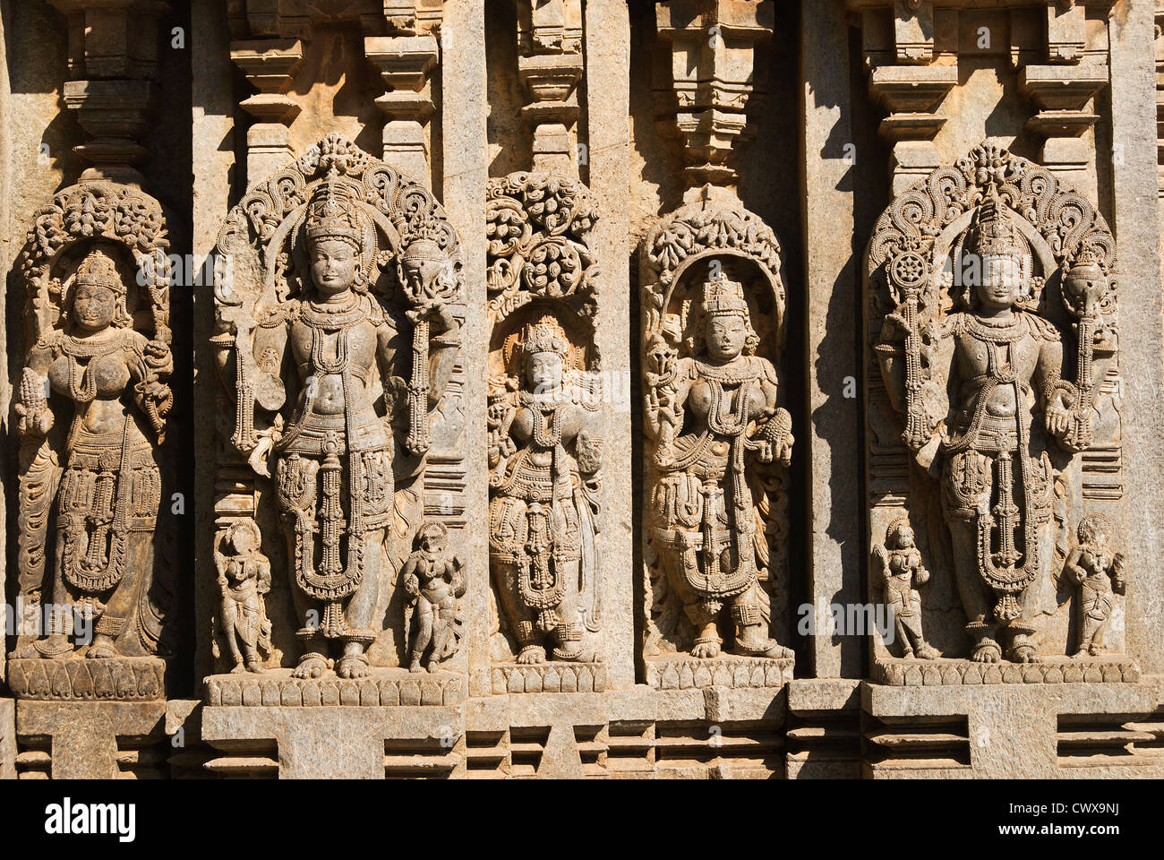 Le wapiti, le Karnataka, Inde201-2249, Somnathpur Keshava Temple Hoysala, sculptures Banque D'Images