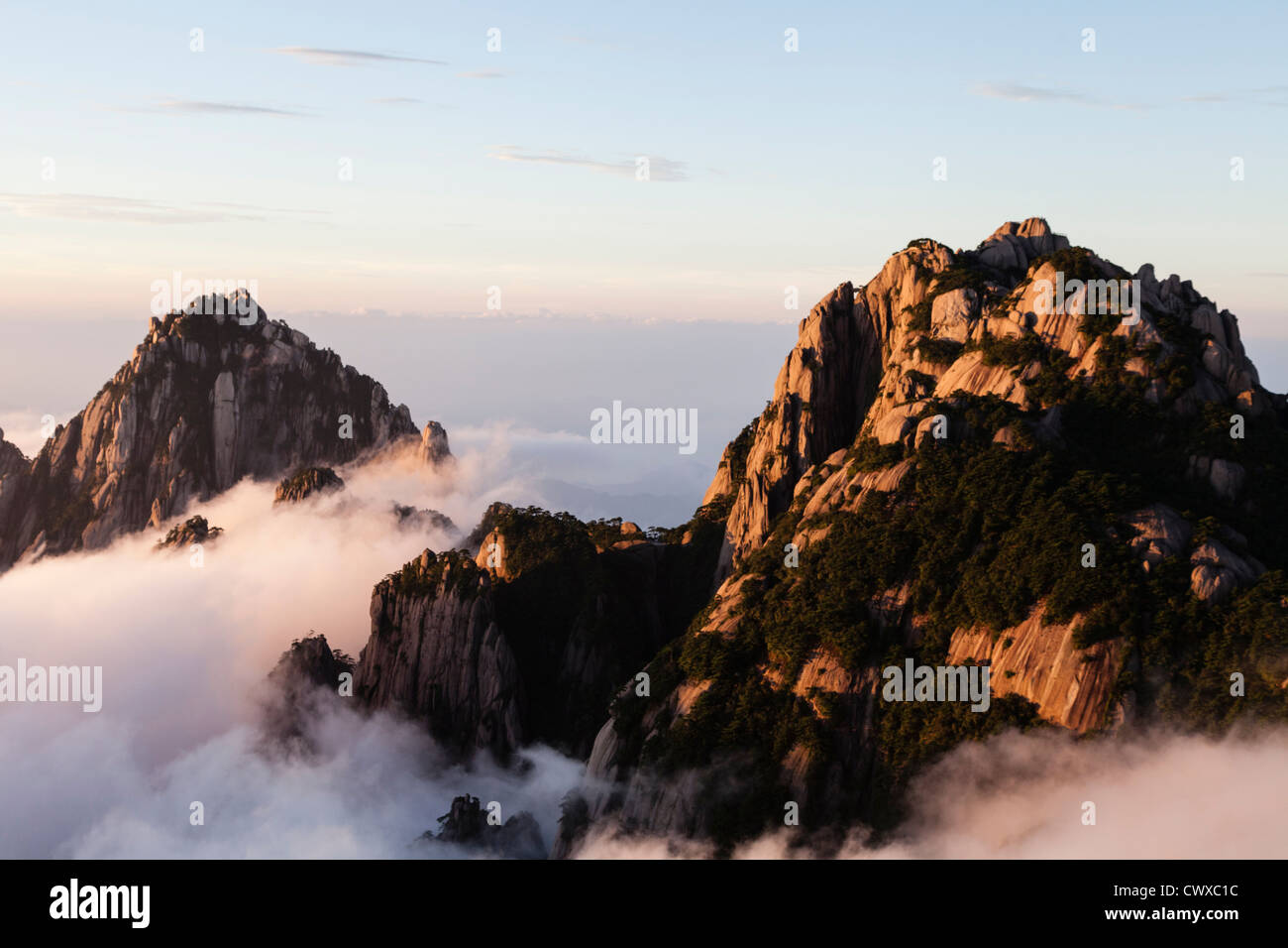 Pic de Lotus Mountain Huangshan (montagnes jaunes), Anhui, Chine Banque D'Images