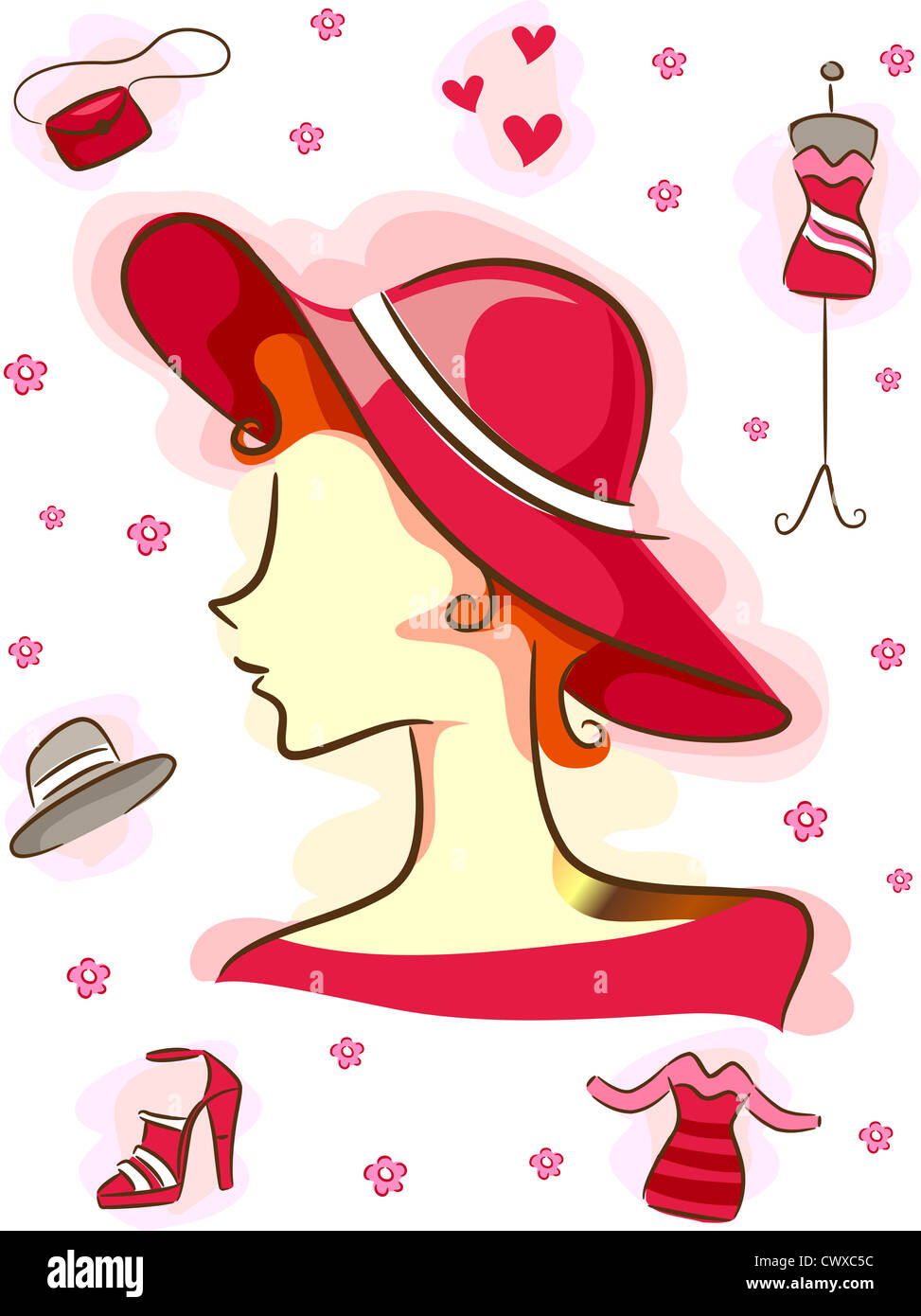 Illustration avec éléments Fashion-Related Banque D'Images