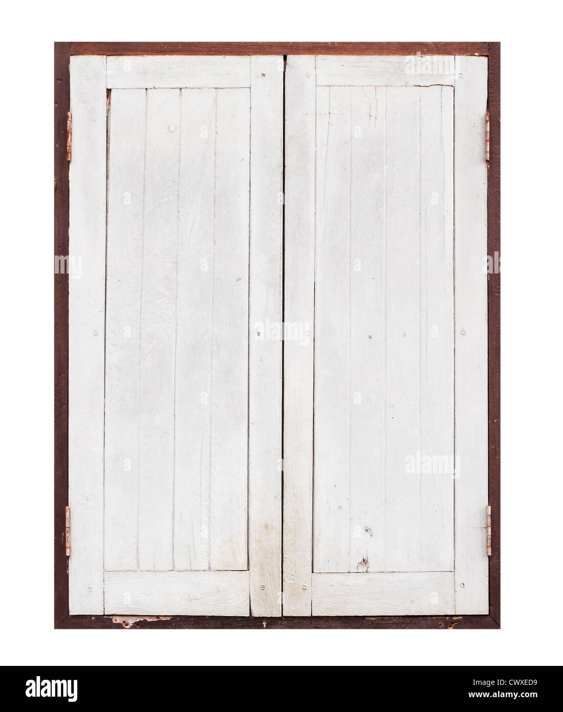 Vieille fenêtre en bois sur fond blanc blackground Banque D'Images