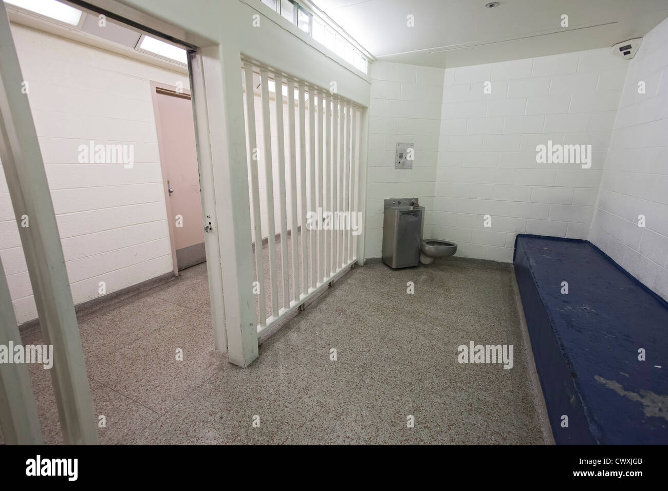 Detroit, Michigan - une cellule de prison dans un poste de police. Banque D'Images