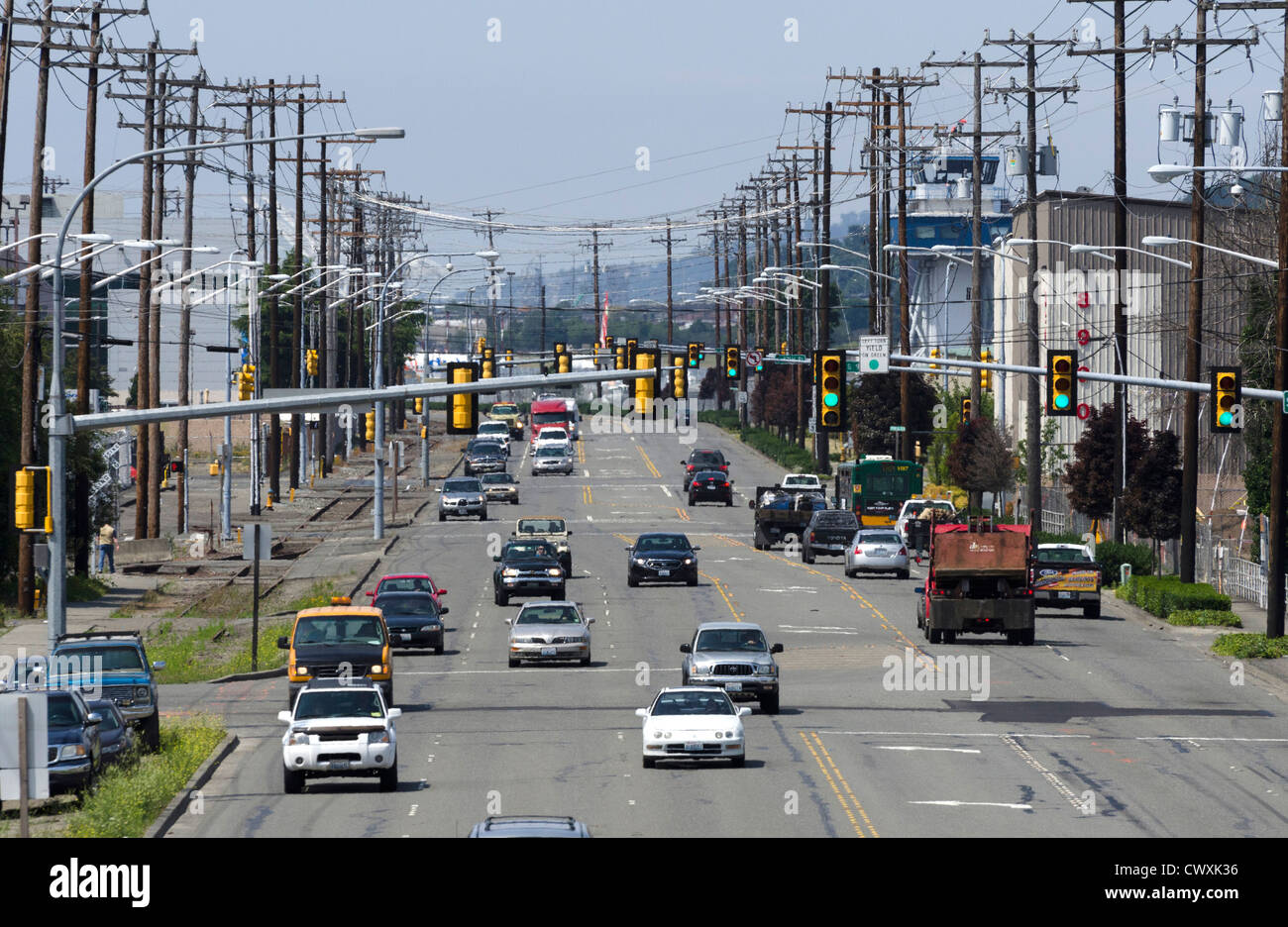 USA : Le trafic sur l'autoroute à Seattle, États-Unis Banque D'Images