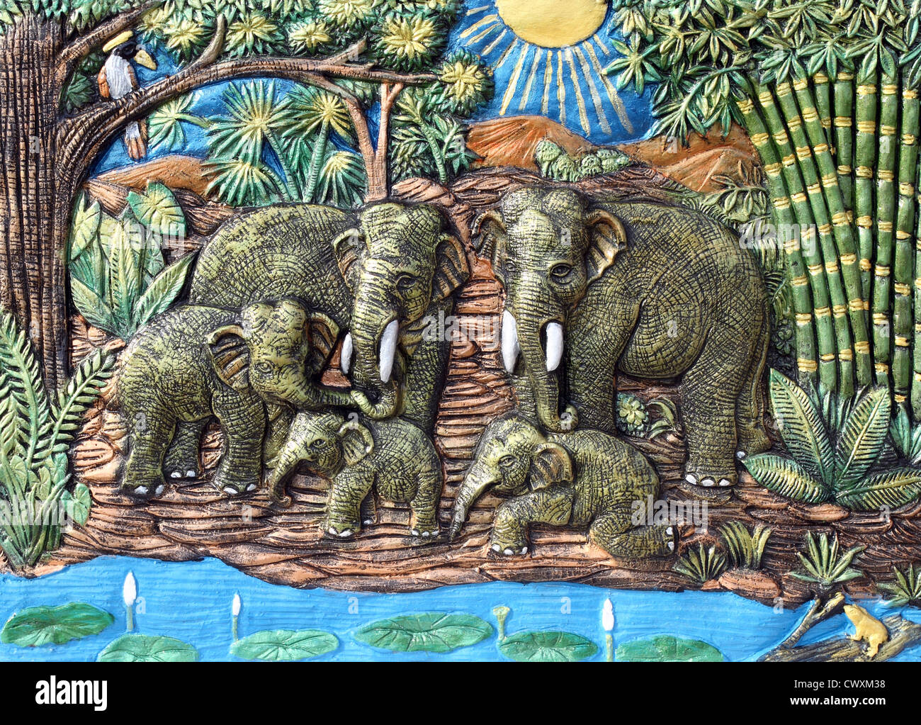 La sculpture de l'éléphant texture background Banque D'Images