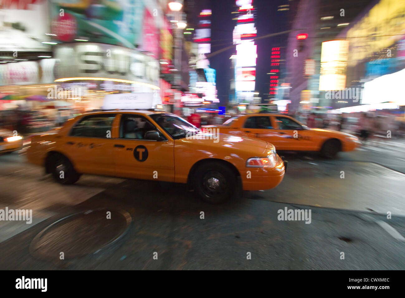 Un taxi jaune new York en temps Chease Banque D'Images