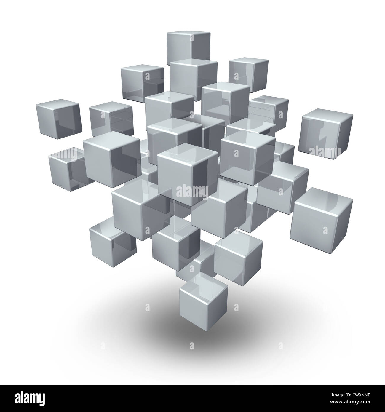 Connexion réseau cubes qu'un symbole de rassemblement social et la communication d'équipe dans le cadre d'une organisation ou de la structure financière des entreprises Banque D'Images