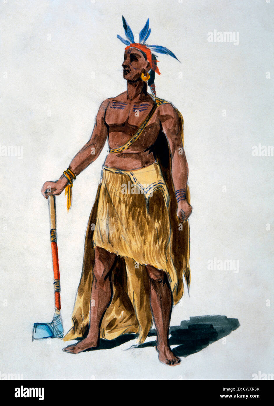 Indiens d'Amérique, de l'Aquarelle William L. Des puits pour le Columbian Exposition Pageant, circa 1892 Banque D'Images