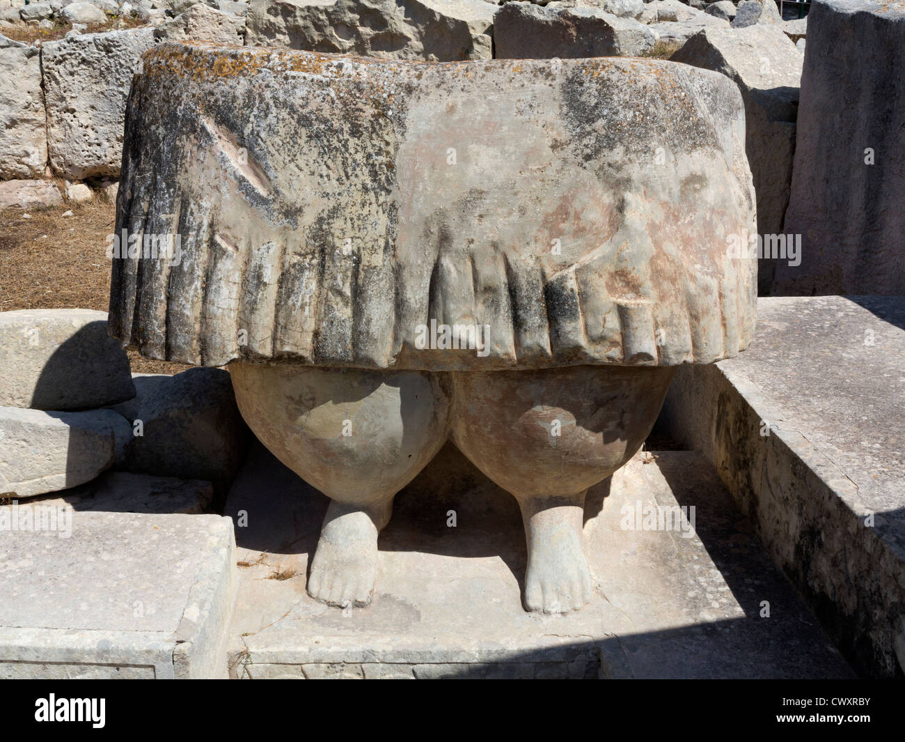 La reproduction de la Terre Mère statue dans les temples de Tarxien situé sur la rue Temple néolithique, l'île de Malte, Méditerranéenne Banque D'Images