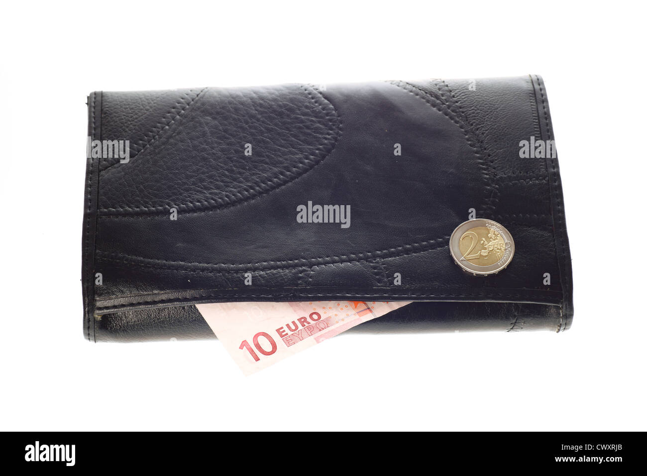 Sac à main noir et argent euro isolé sur fond blanc Banque D'Images