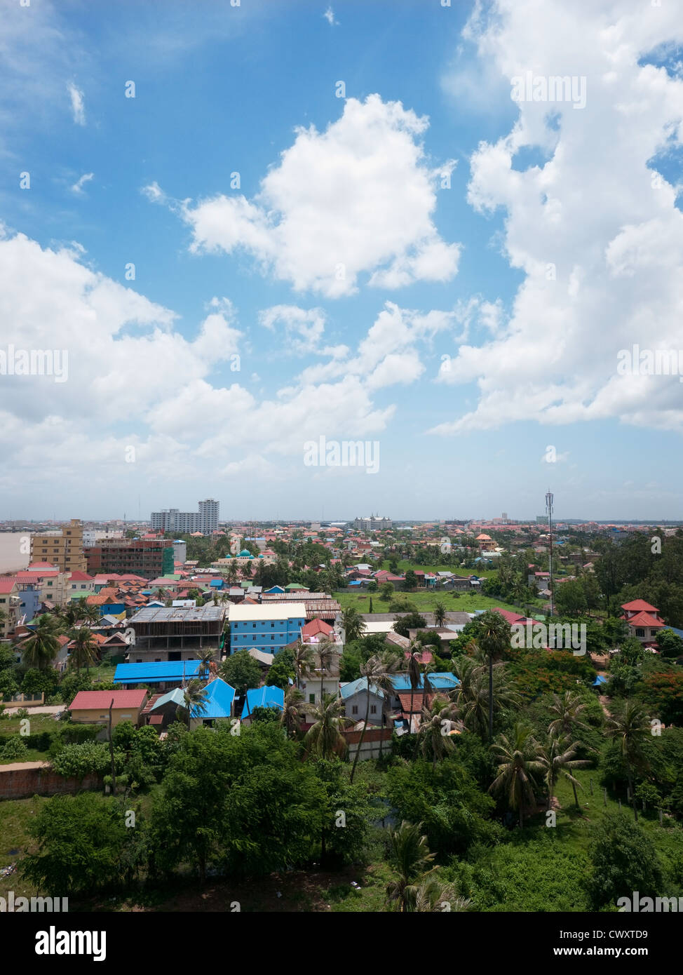 Banlieue de Phnom Penh, capitale du Cambodge, sur la péninsule entre les rivières du Mékong et du Tonlé Sap. Banque D'Images