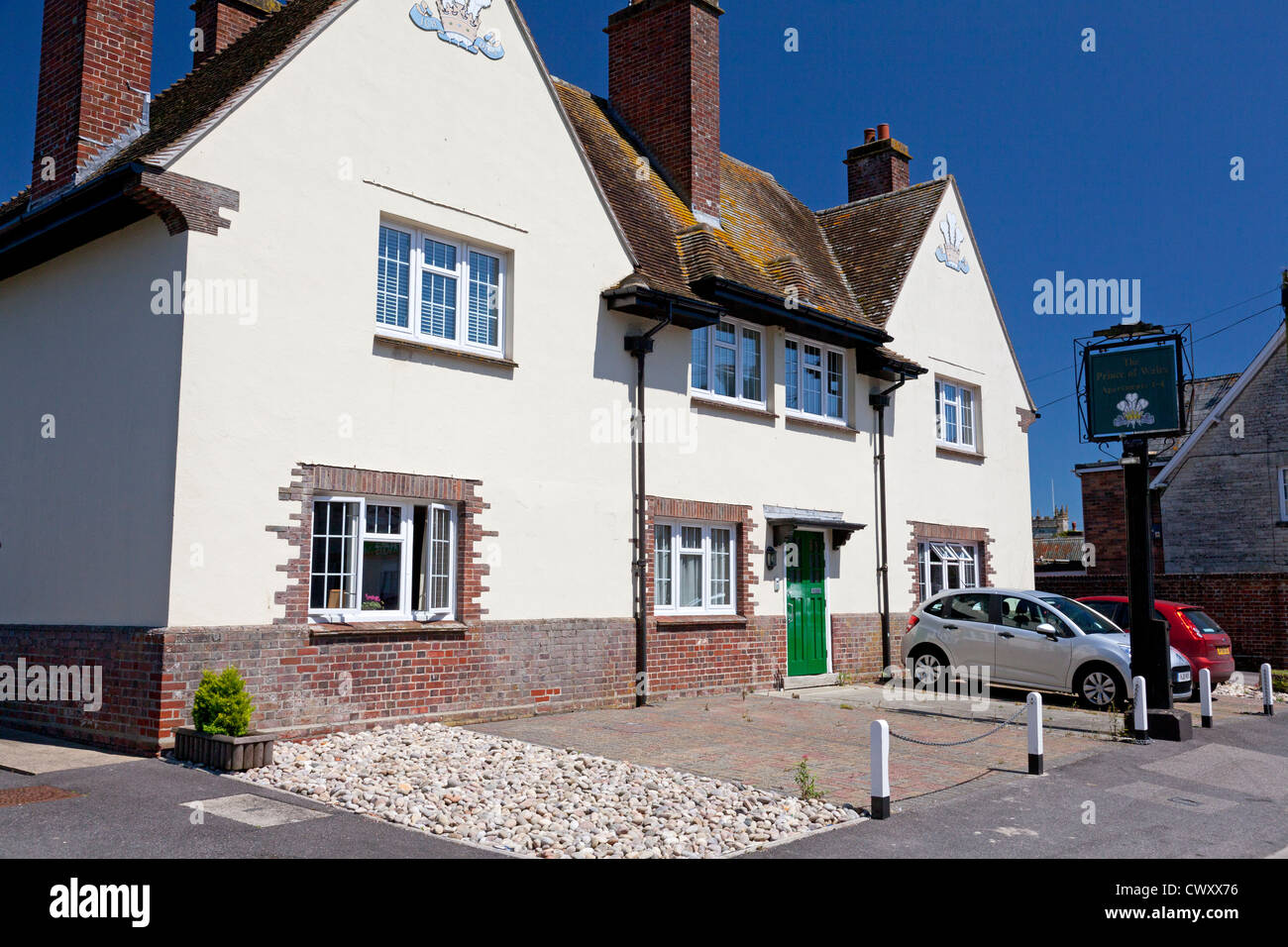 Prince de Galles pub maintenant transformé en appartements, High Street, Puddletown, Dorset Banque D'Images