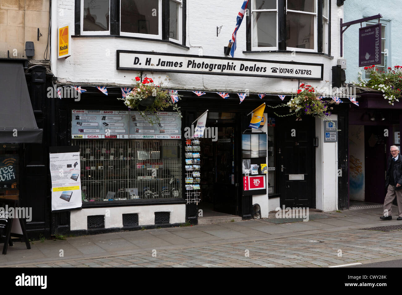 D. H. James boutique revendeurs photographique dans les puits, Somerset Banque D'Images