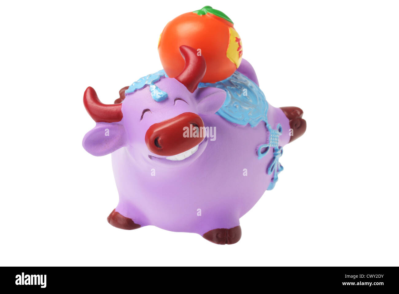 Ox Nouvel An Chinois Figurine ornement sur fond blanc - Banque D'Images