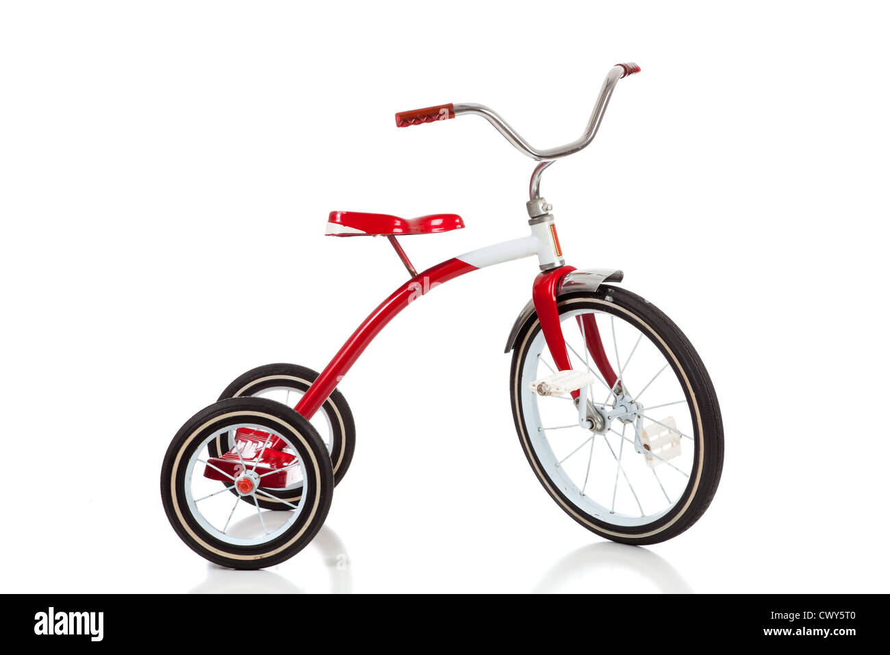 red and white tricycle