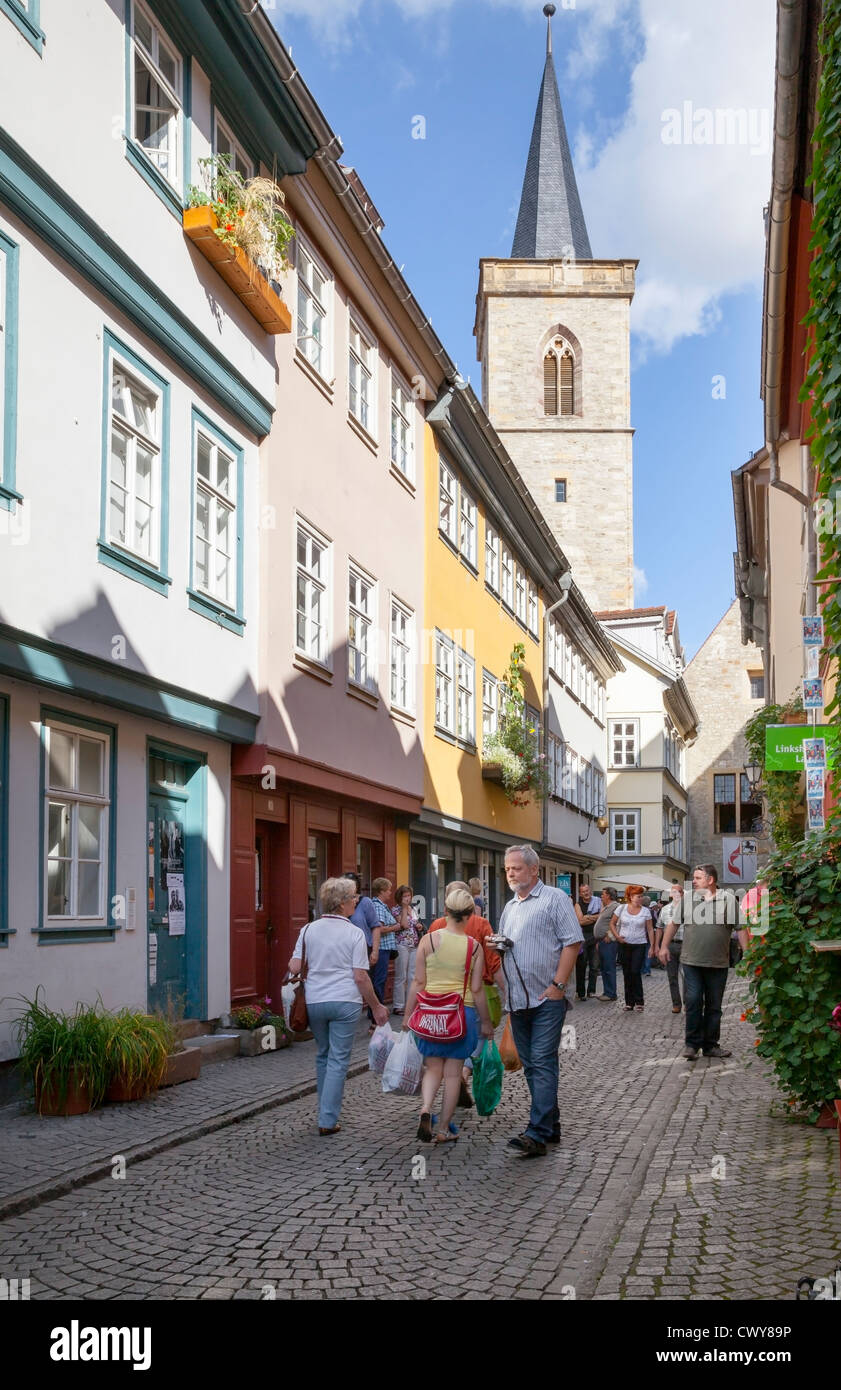 Pont des Marchands, Erfurt, Thuringe, Allemagne Banque D'Images