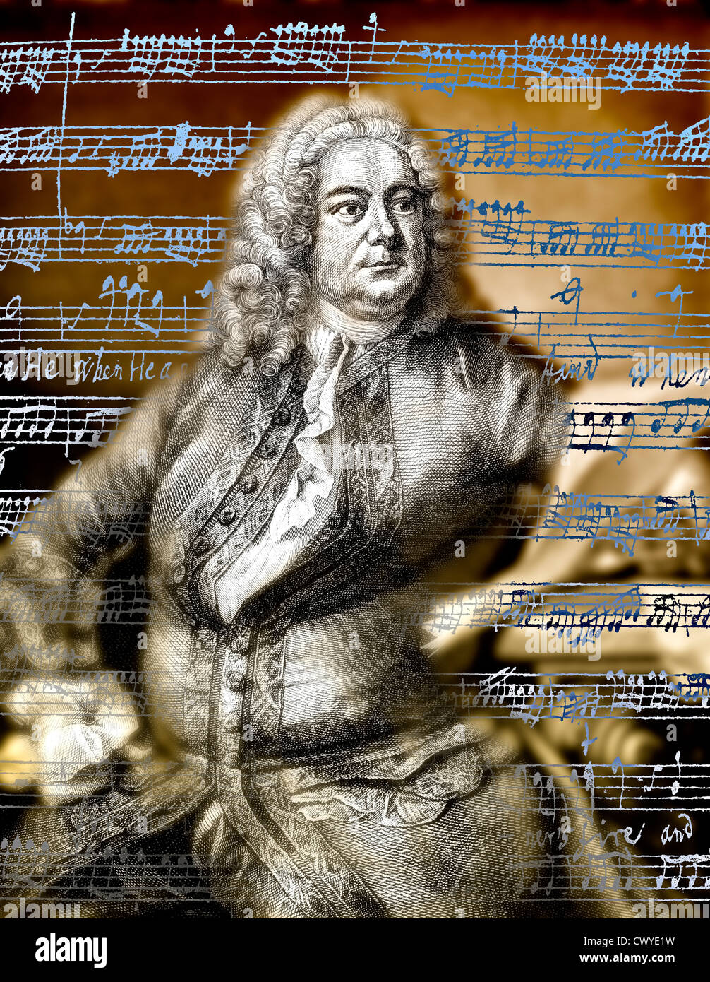 George Frederick Handel ou George Frideric Handel, 1685 - 1759, un compositeur anglo-allemande de l'époque Baroque Banque D'Images