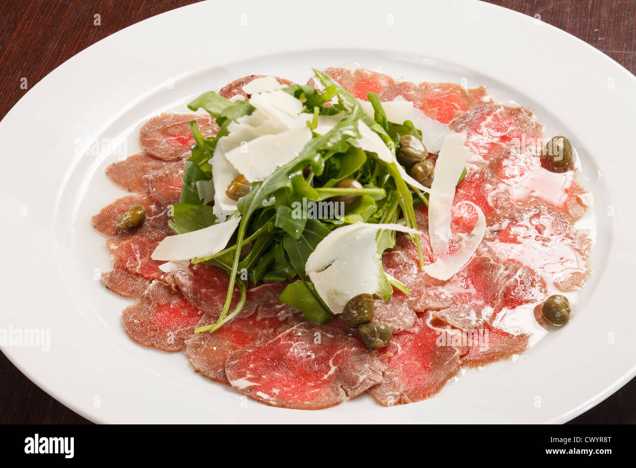 Carpaccio de viande au parmesan Banque D'Images