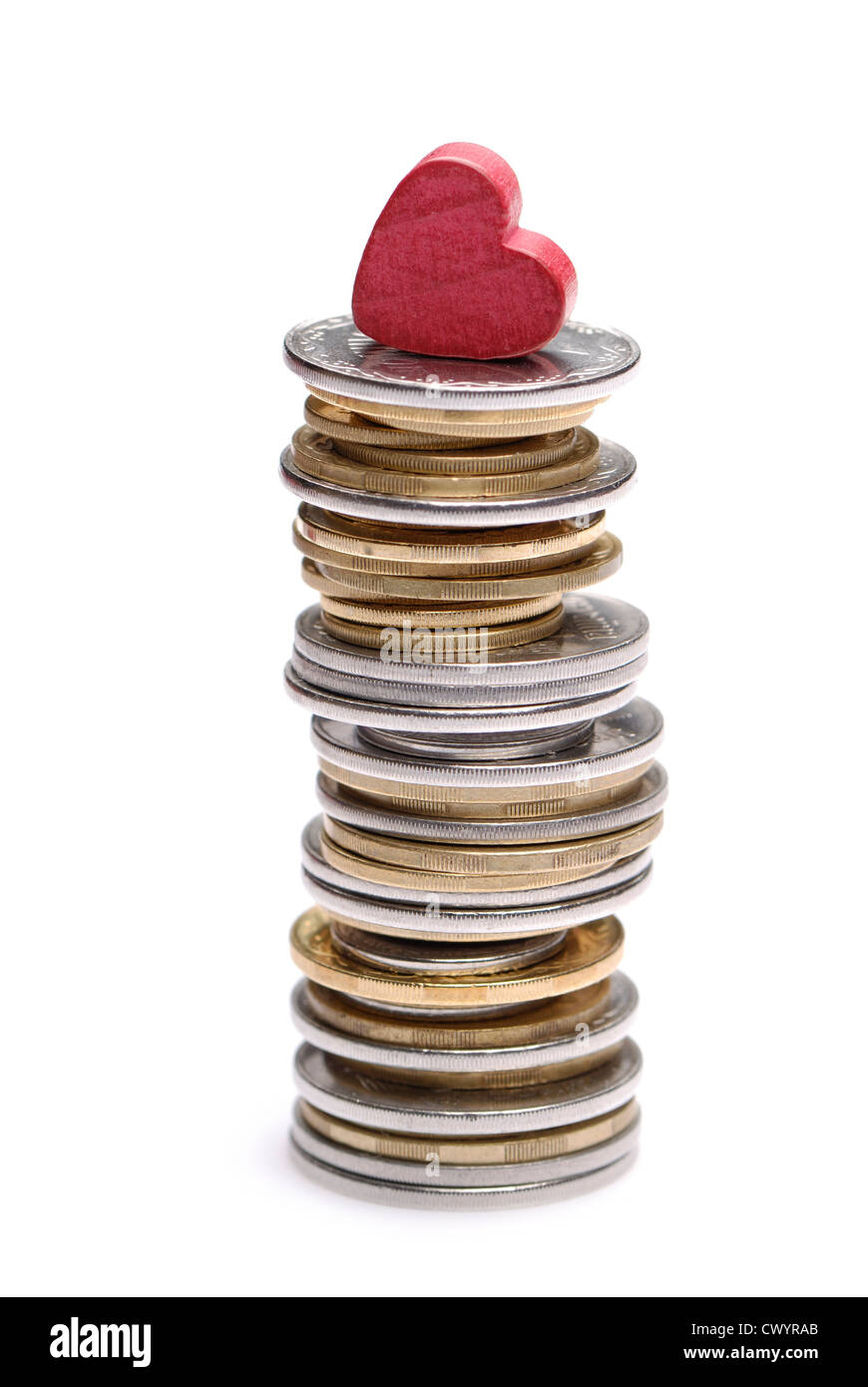 Pile de pièces uah isolé sur fond blanc Banque D'Images