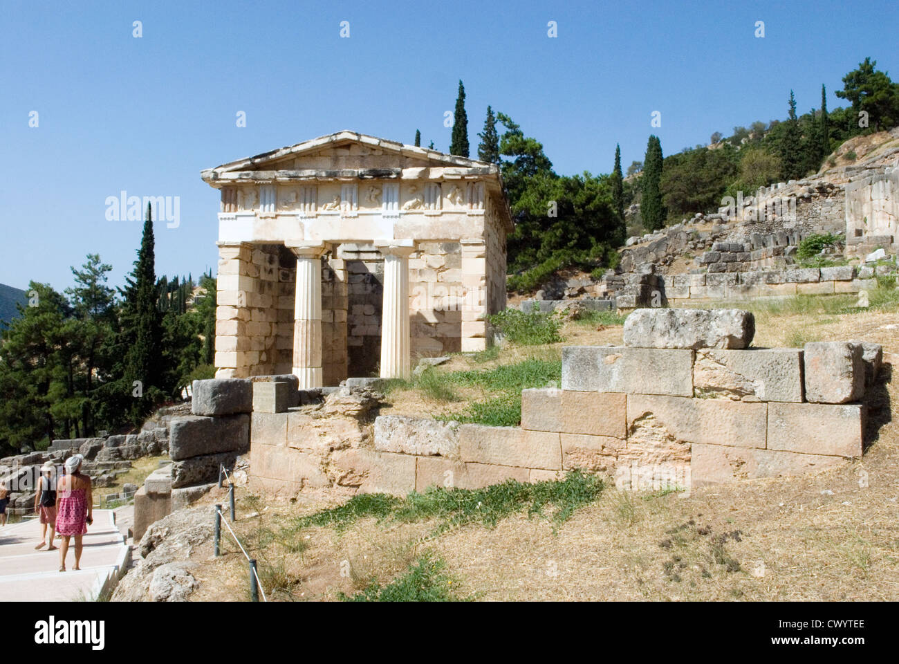 Trésor des Athéniens, Delphes, Grèce Banque D'Images