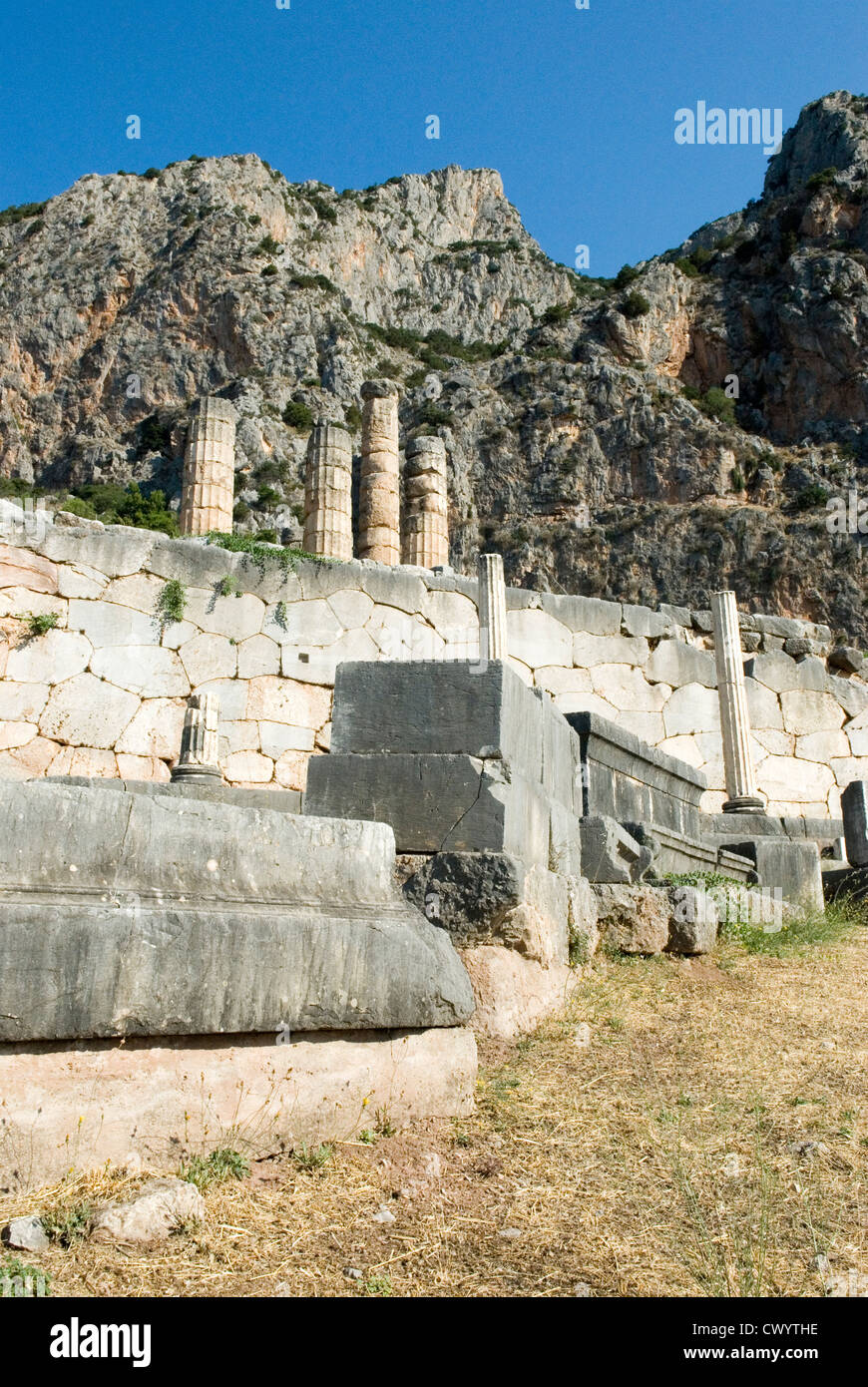 Le temple d'Apollon à Delphes, Grèce Banque D'Images