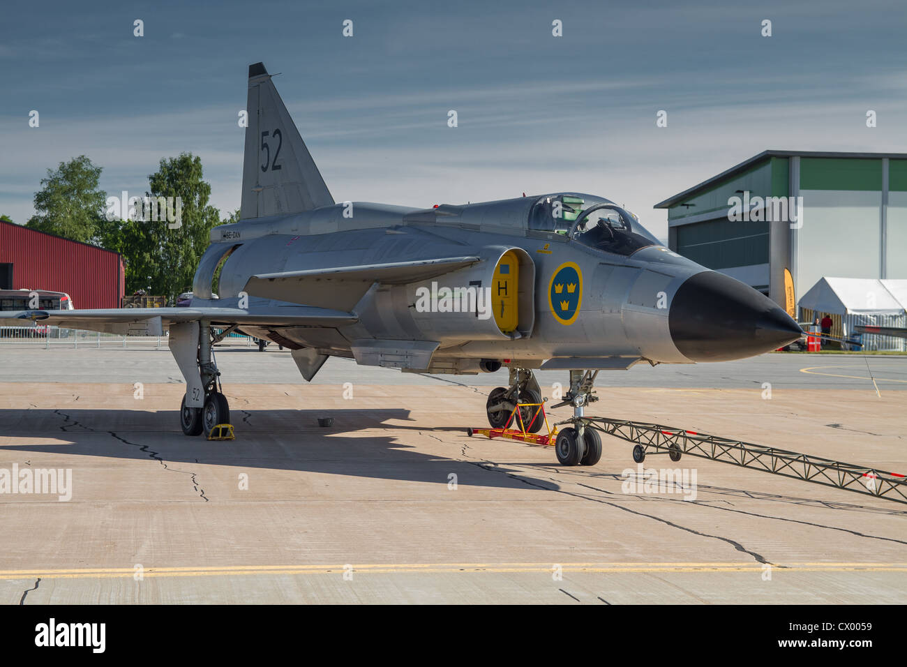 Le Saab 37 viggen est un siège unique, un seul moteur, de courte à moyenne portée des avions d'attaque et de chasse Banque D'Images