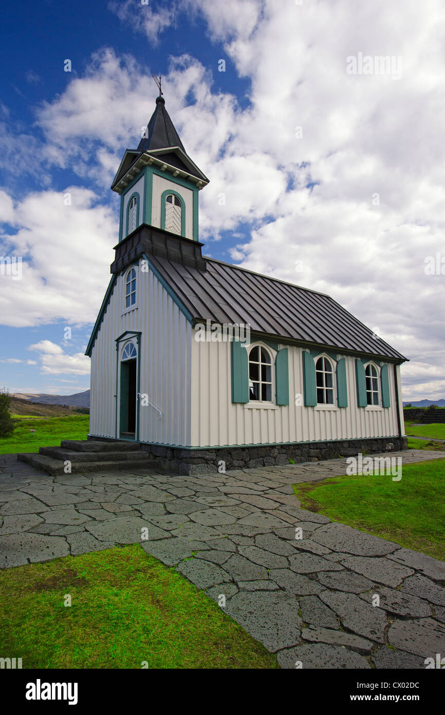 Þingvellir (Thingvellir) Église (thingvallakirkja) dans le parc national de Þingvellir Banque D'Images