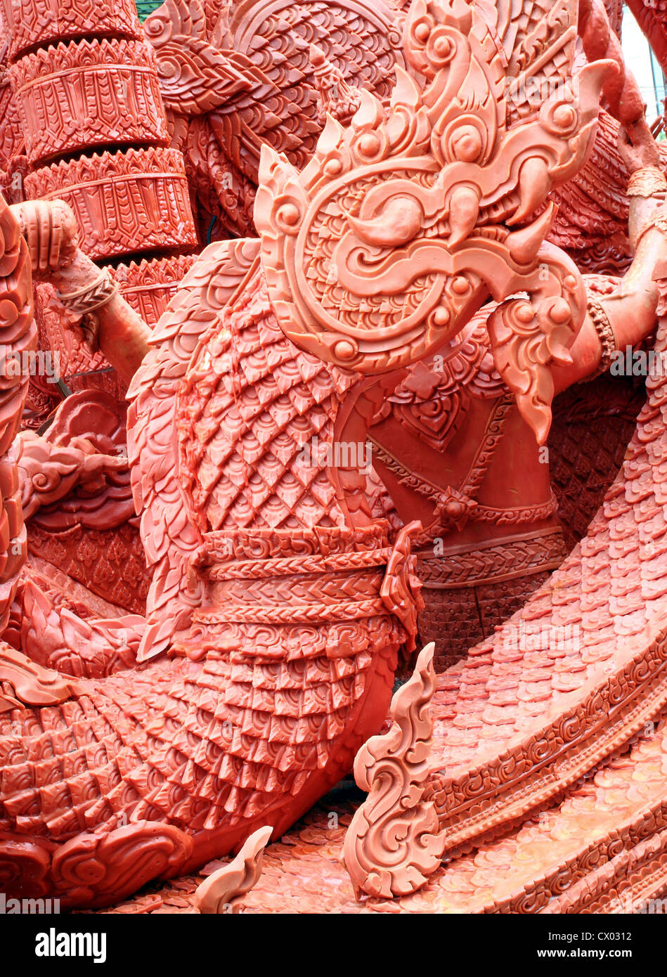 Le roi de Naga bougie festival texture carving Banque D'Images