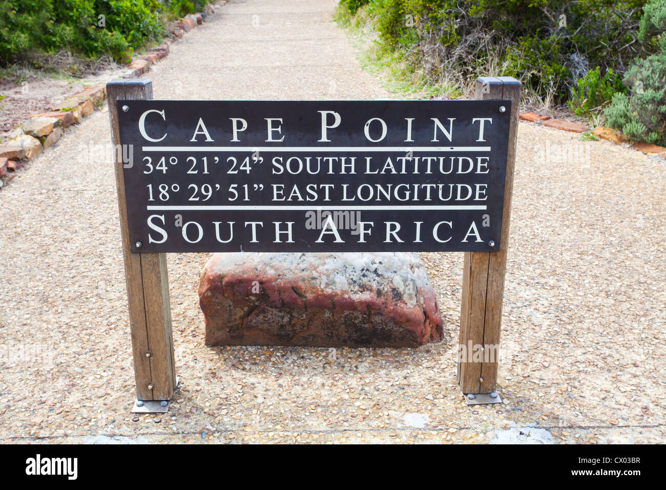 La pointe du Cap, Afrique du Sud Coordonnées GPS de signe Photo Stock -  Alamy