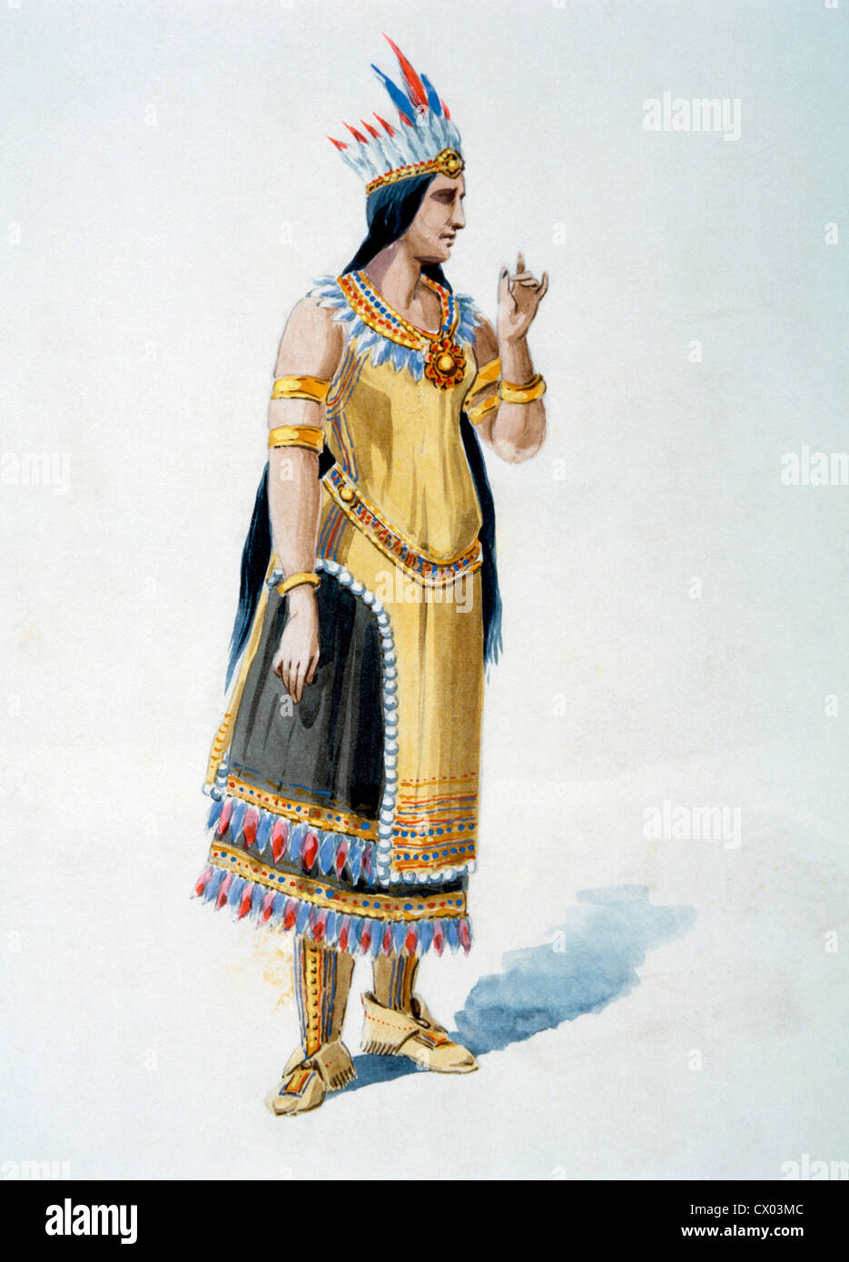 Femme de chef Amérindien, de l'Aquarelle par William L. Des puits pour le Columbian Exposition Pageant, 1892 Banque D'Images