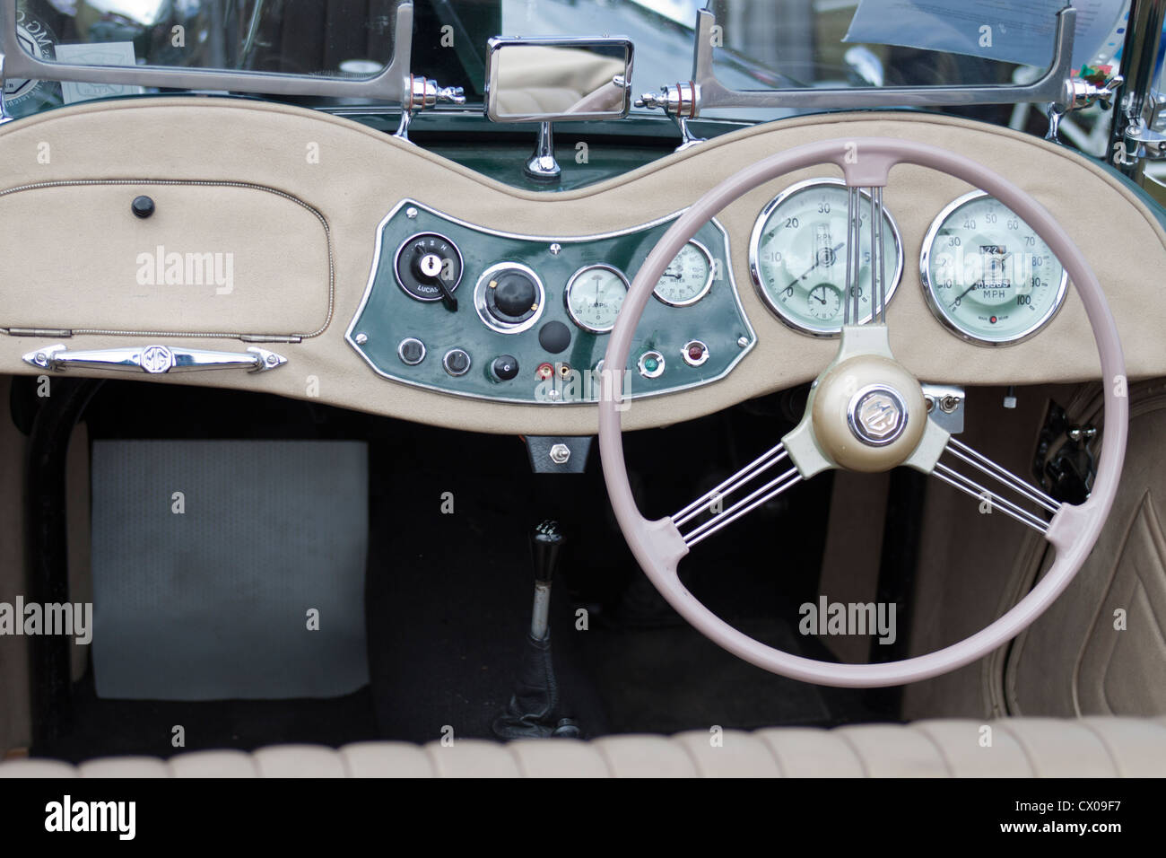 Tableau de bord de pilotage, roue et de MG TD Banque D'Images