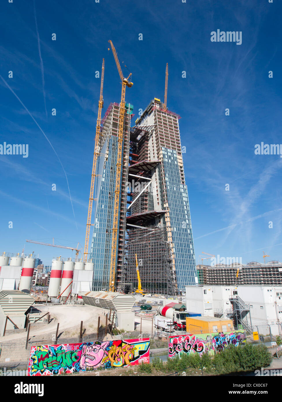 Nouveau siège de la Banque centrale européenne , BCE, en construction à Francfort en Allemagne ; architecte Coop Himmelb(l)au Banque D'Images
