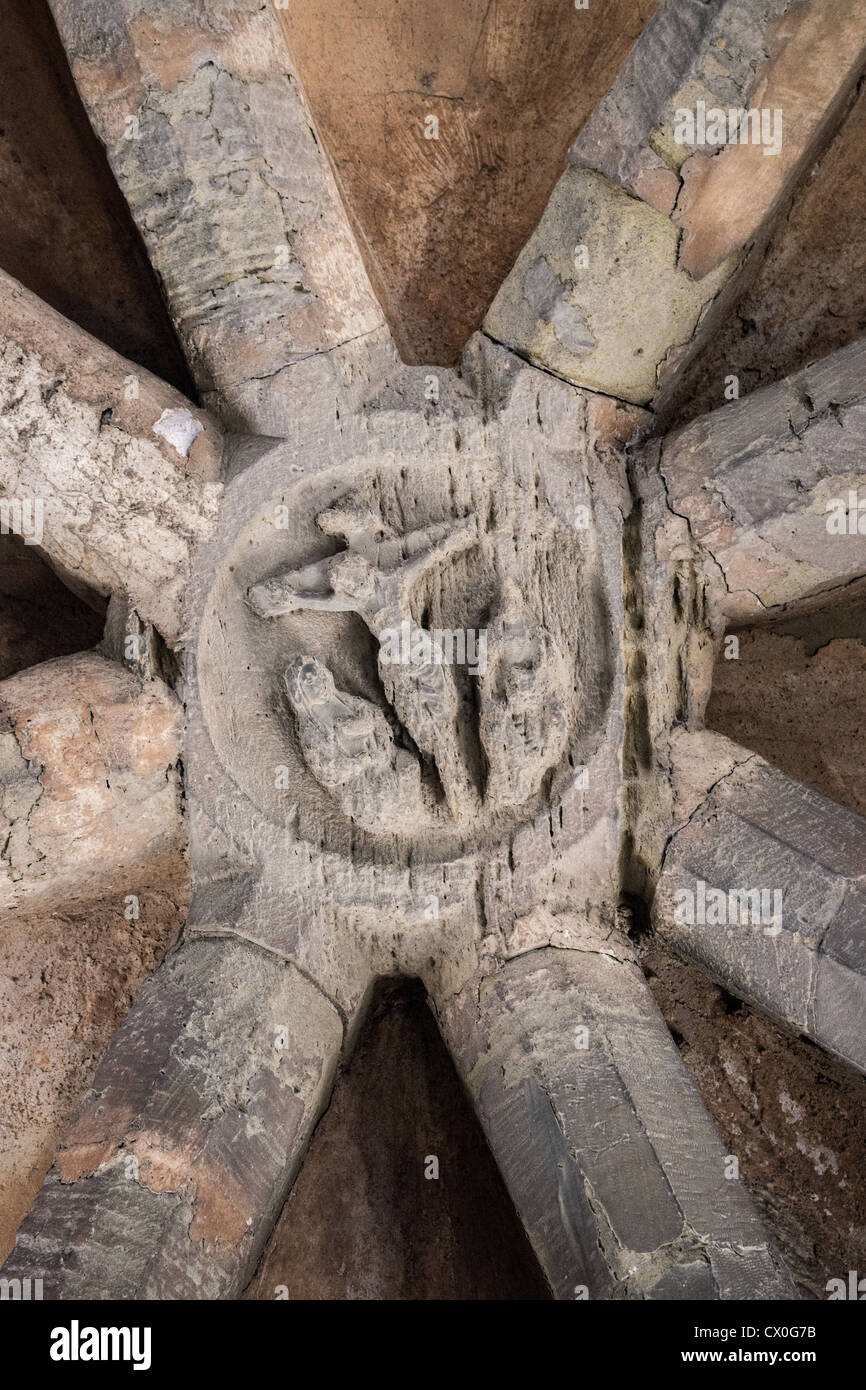 Voûte de la voûte en clocher de la cathédrale de Huesca, Aragón, Espagne Banque D'Images