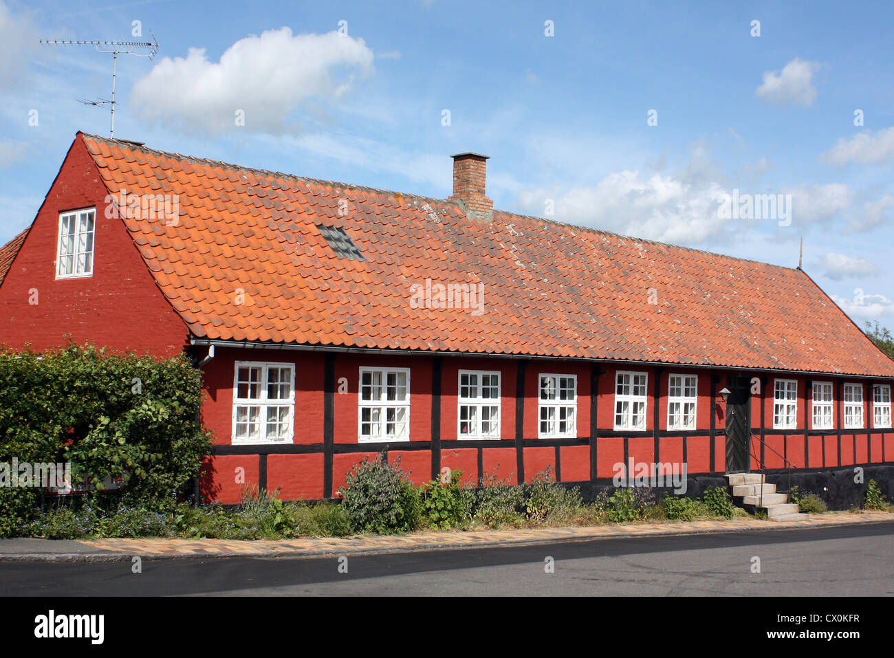 Vieille maison en bois sur l'île de Bornholm au Danemark Banque D'Images