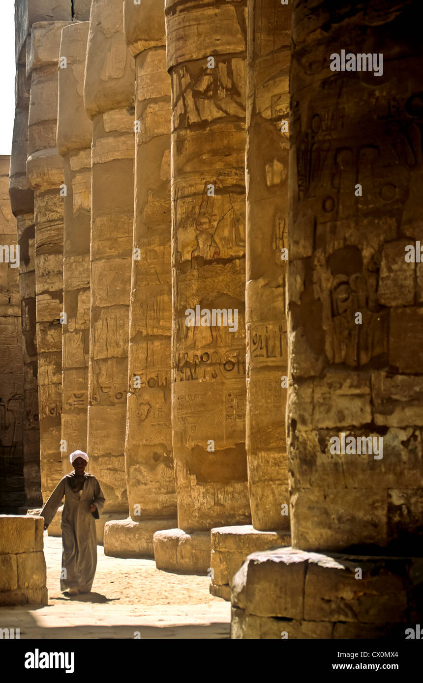 8211. Salle hypostyle, Temple d'Amon-Ra, Karnak, Haute Egypte Banque D'Images