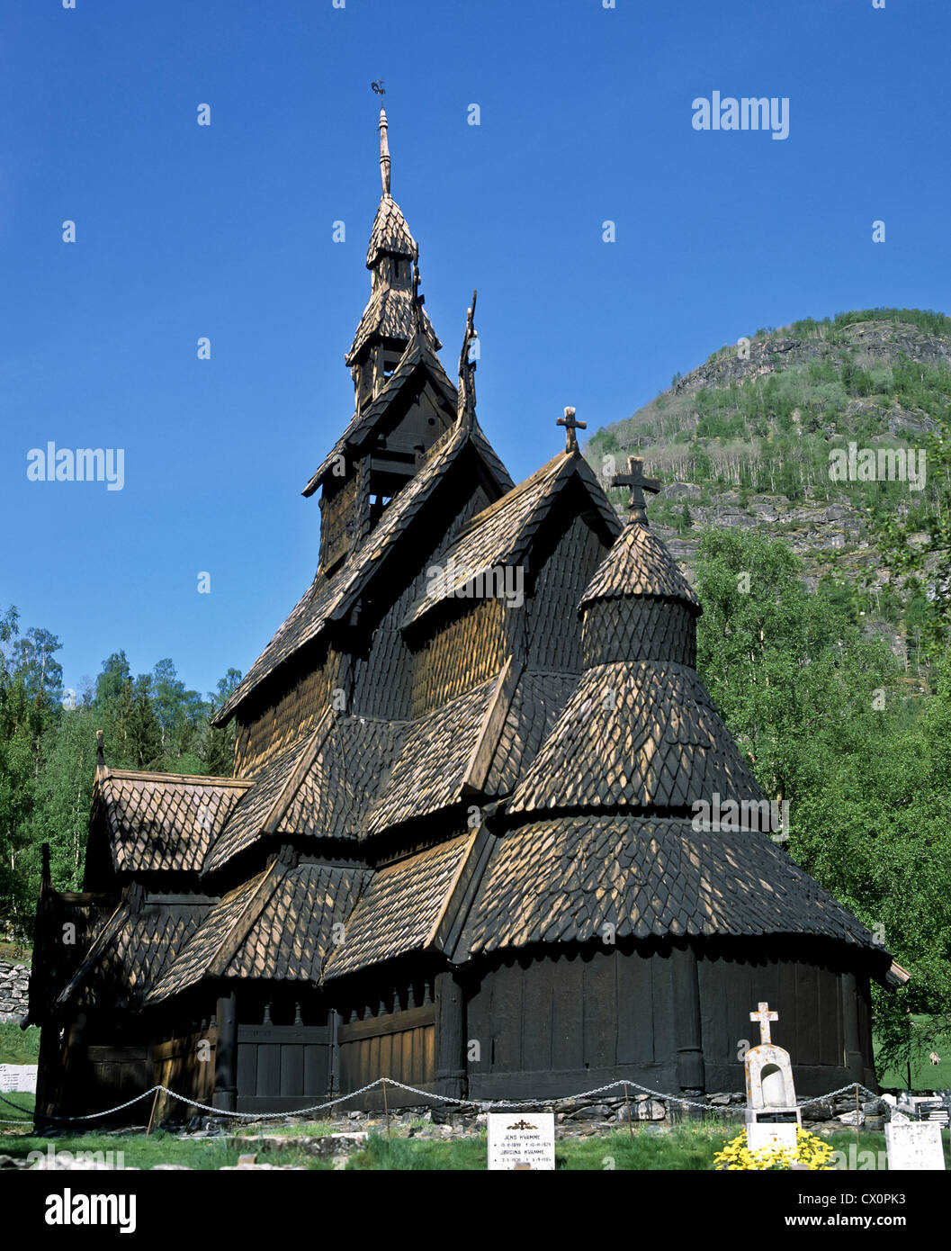 8267. Église Borgund,, Sognefjord, Norvège, Europe Banque D'Images