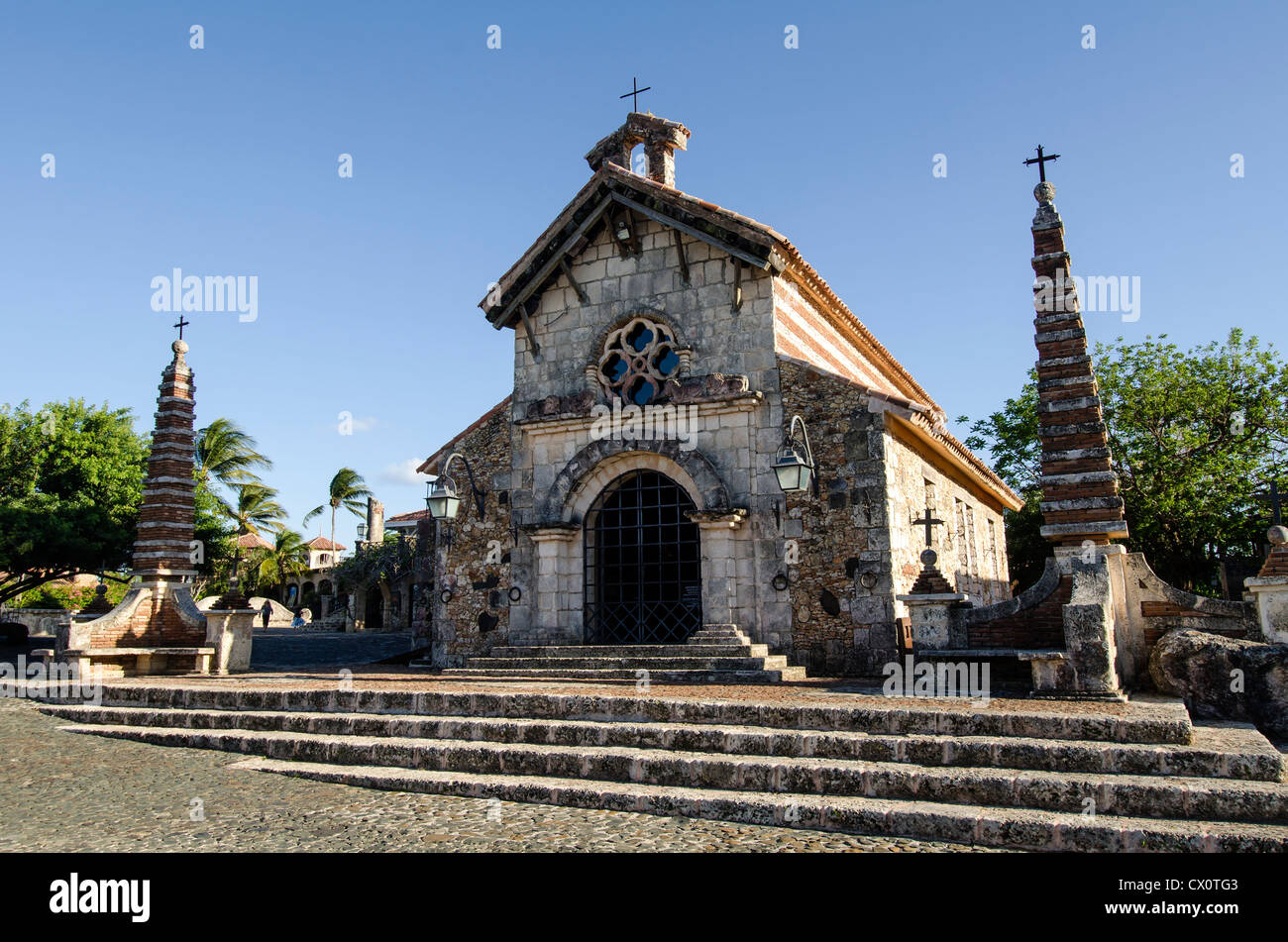 Altos de Chavon attraction touristique de l'église Saint Stanislas à la Casa de Campo, La Romana, République Dominicaine Banque D'Images