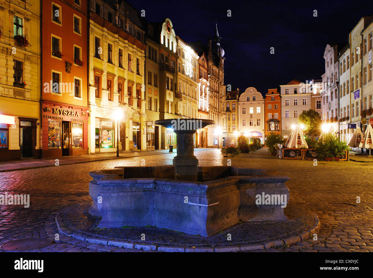 Swidnica, nuit, silésie, pologne, swidnica, nuit, architecture, rynek, marché, dolnoslaskie, silésie, pologne, europe Banque D'Images