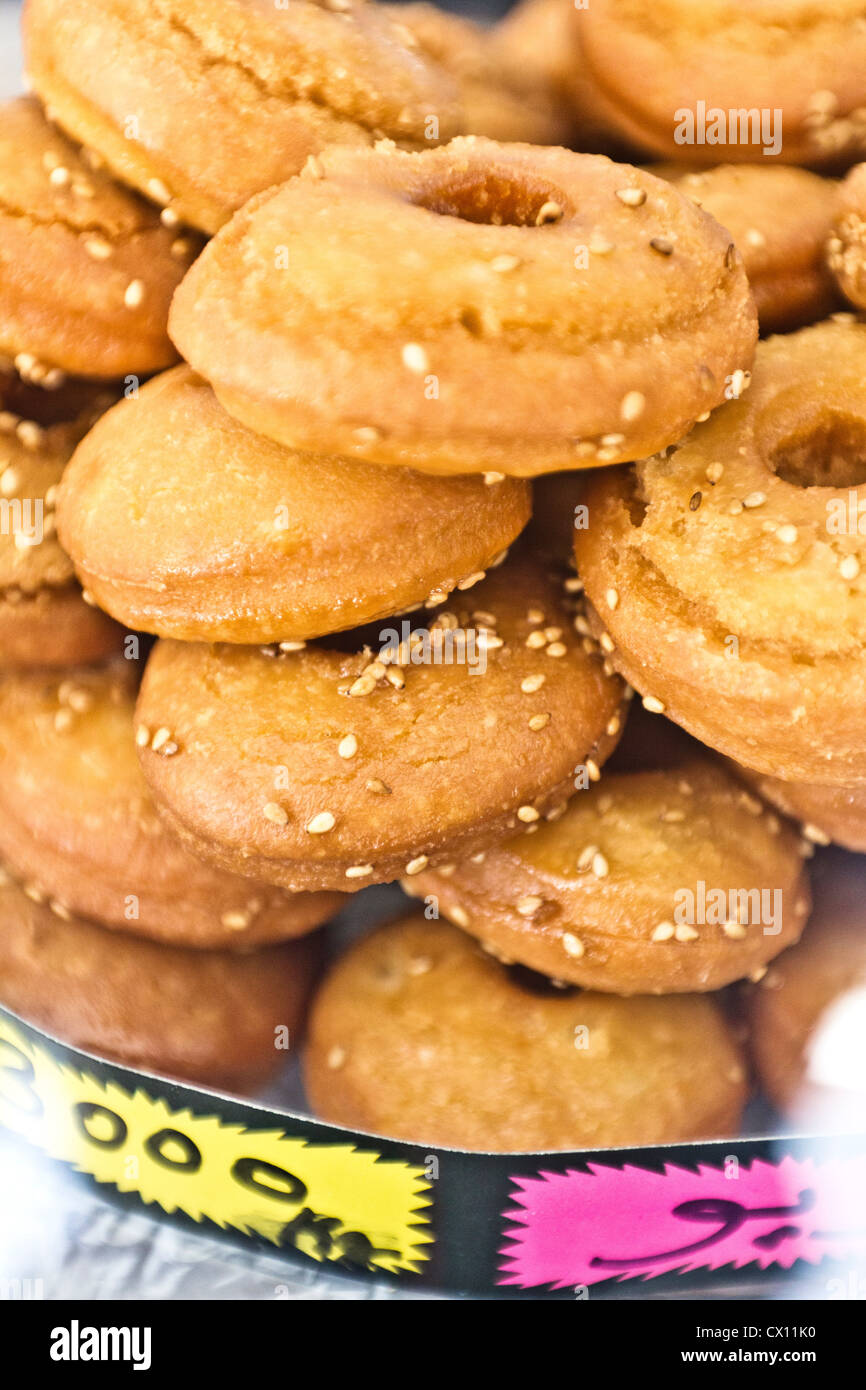 Des beignets sucrés, Houmt Souk, Djerba, Tunisie Banque D'Images