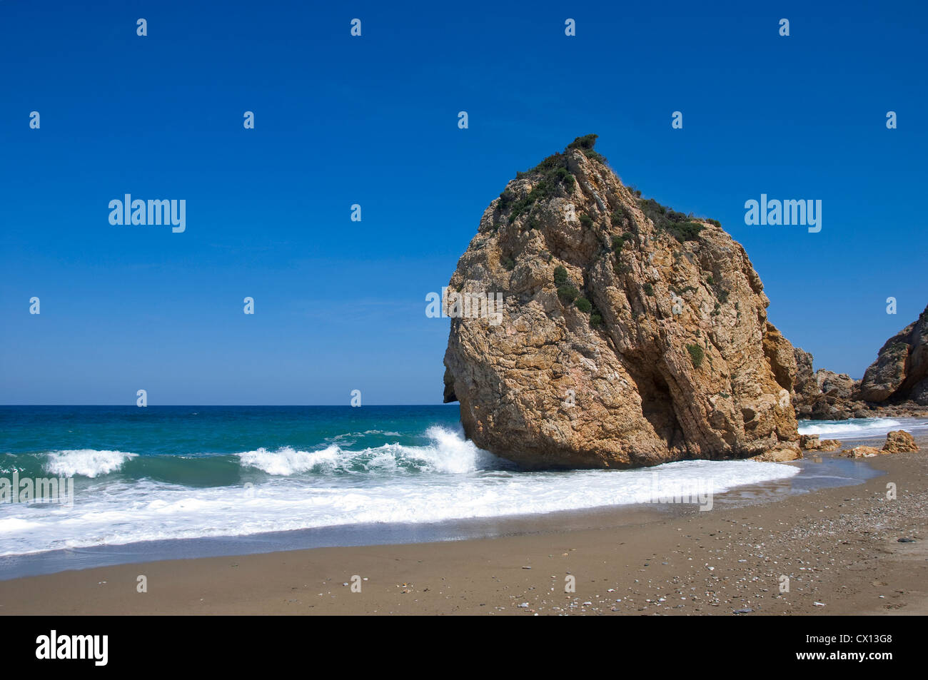 Rock formation de Potistika Pelion (plage péninsulaire, Thessalie, Grèce) Banque D'Images