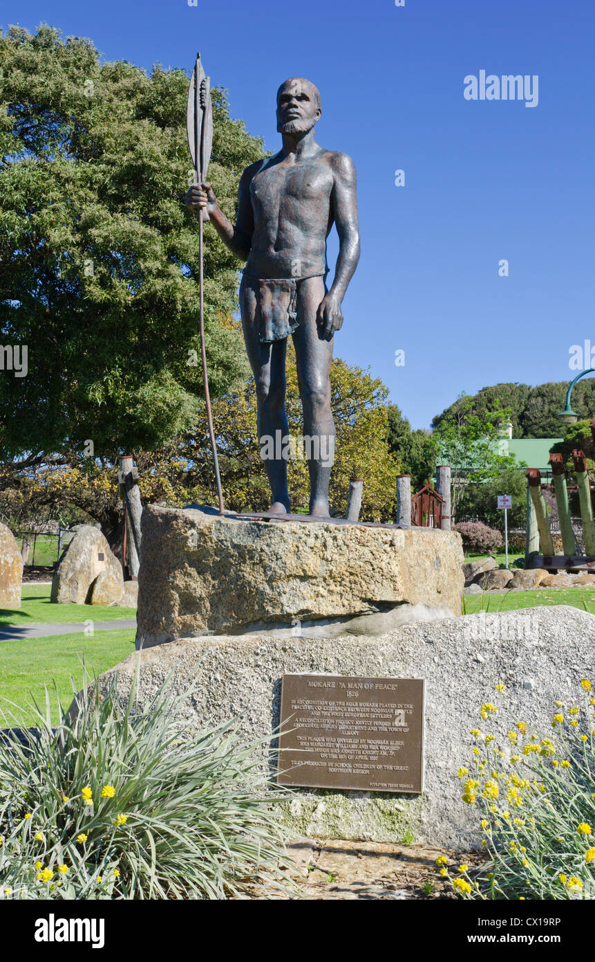 Statue de Mokare, Alison Hartman Gardens, Albany, Australie occidentale, Australie Banque D'Images