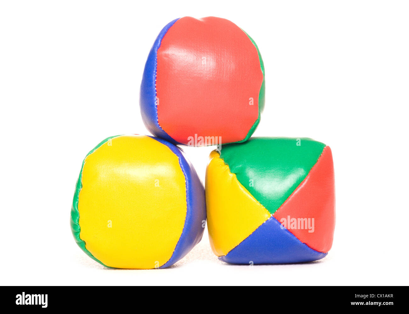 Trois balles de jonglage découpe studio Banque D'Images