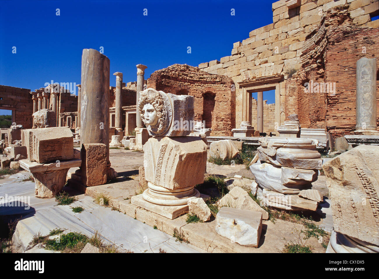 Ruines antiques de Leptis Magna en Libye Forum Africa Banque D'Images