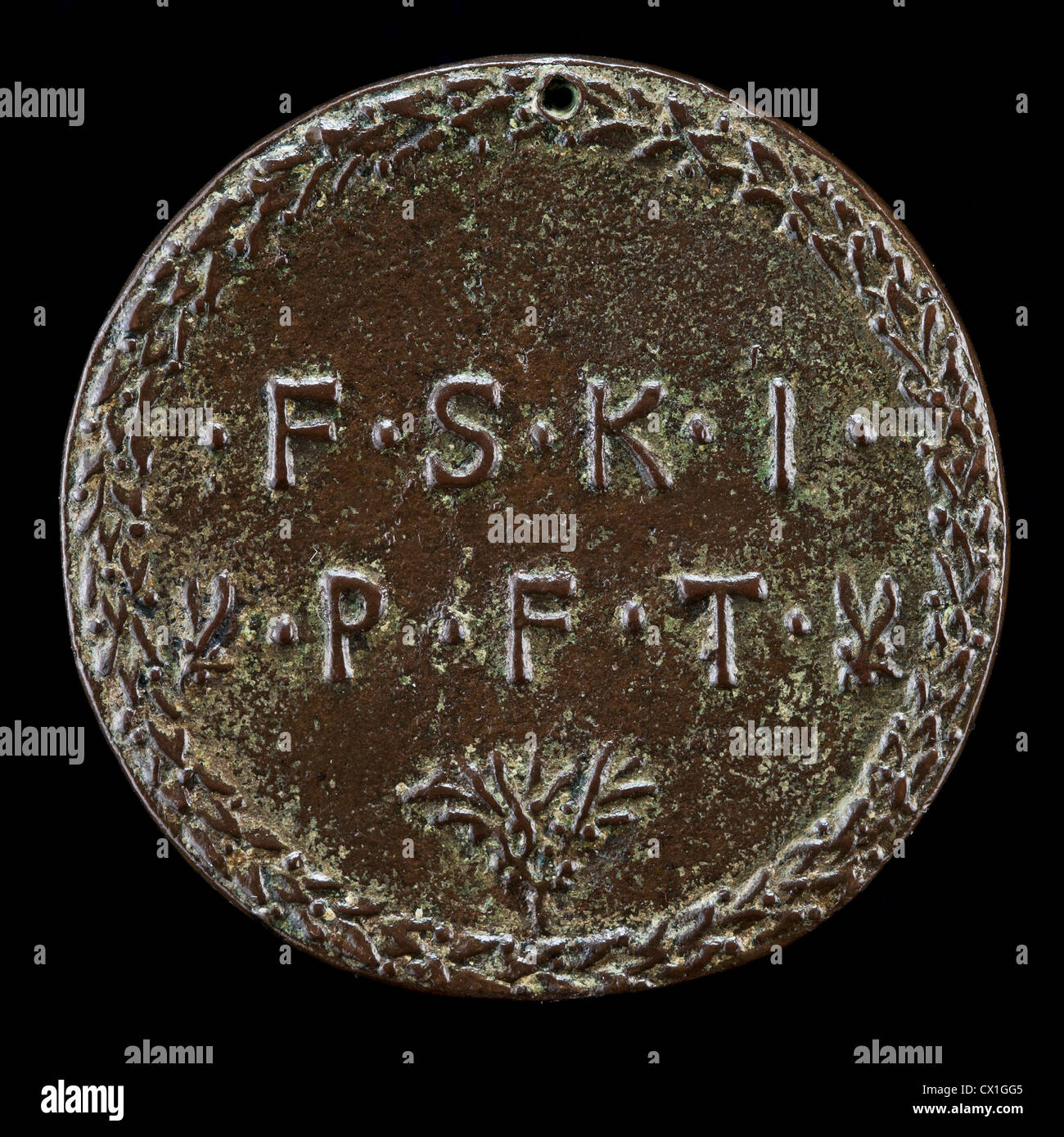 Antonio Marescotti, initiales des sept vertus [AR], Italien, actif 1444/1462, ch. 1440/1443, bronze Banque D'Images