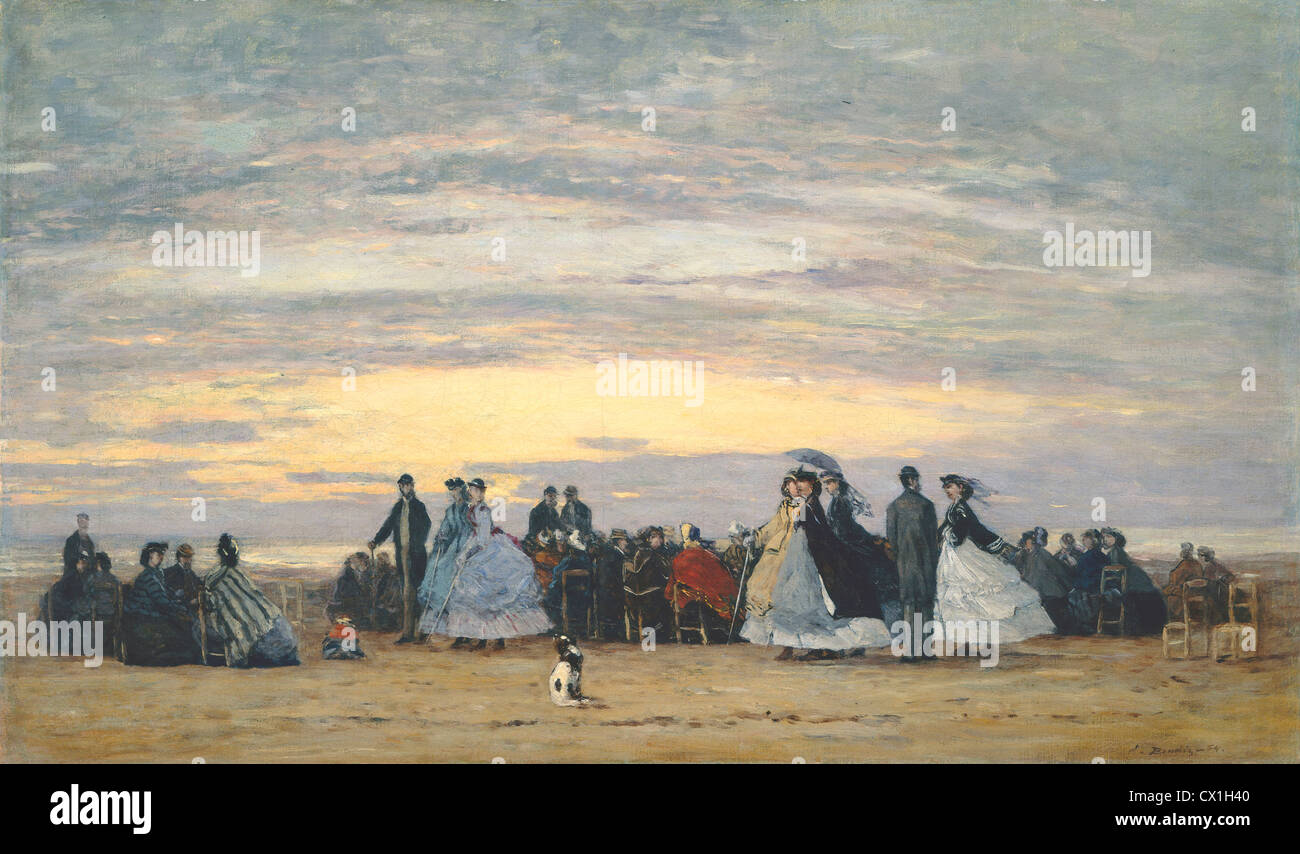 Eugène Boudin (Français, 1824 - 1898 ), la plage de Villerville, 1864, huile sur toile, Collection Chester Dale Banque D'Images