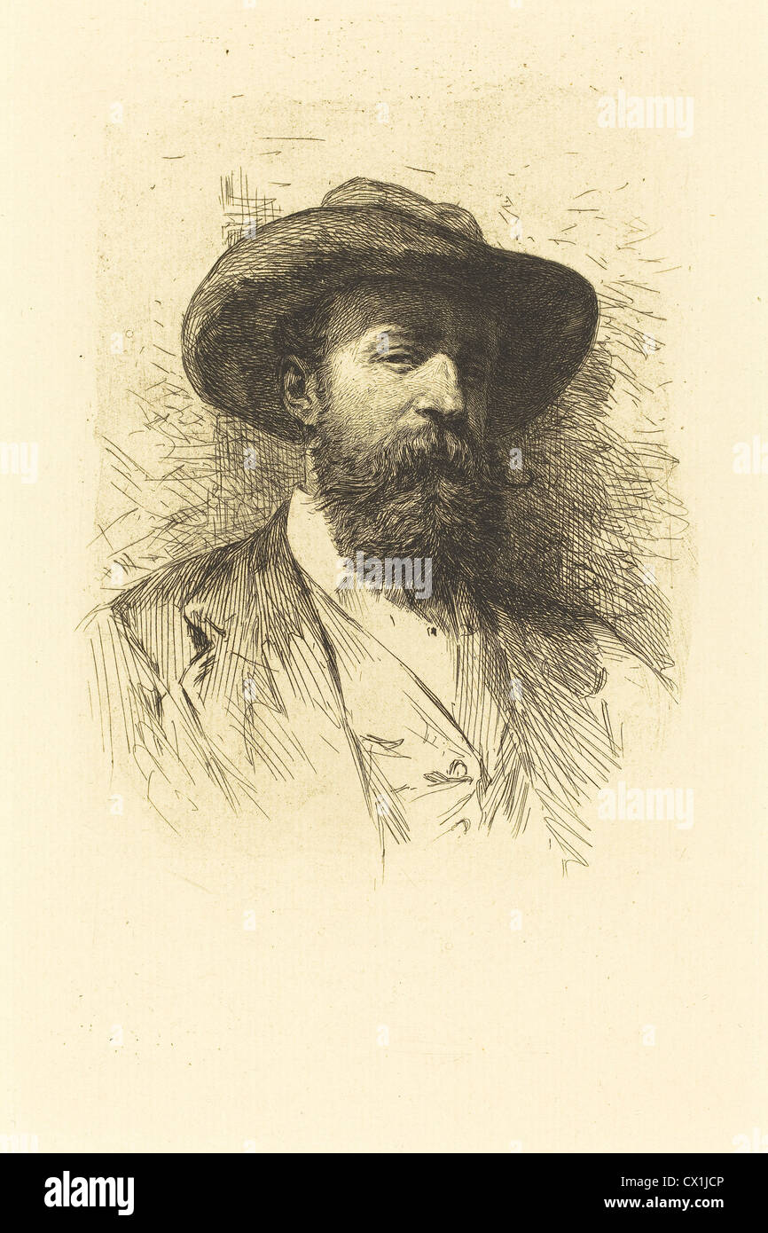 Wilhelm Unger (Allemand, 1775 - 1855 ), Autoportrait, eau-forte sur papier vergé Banque D'Images