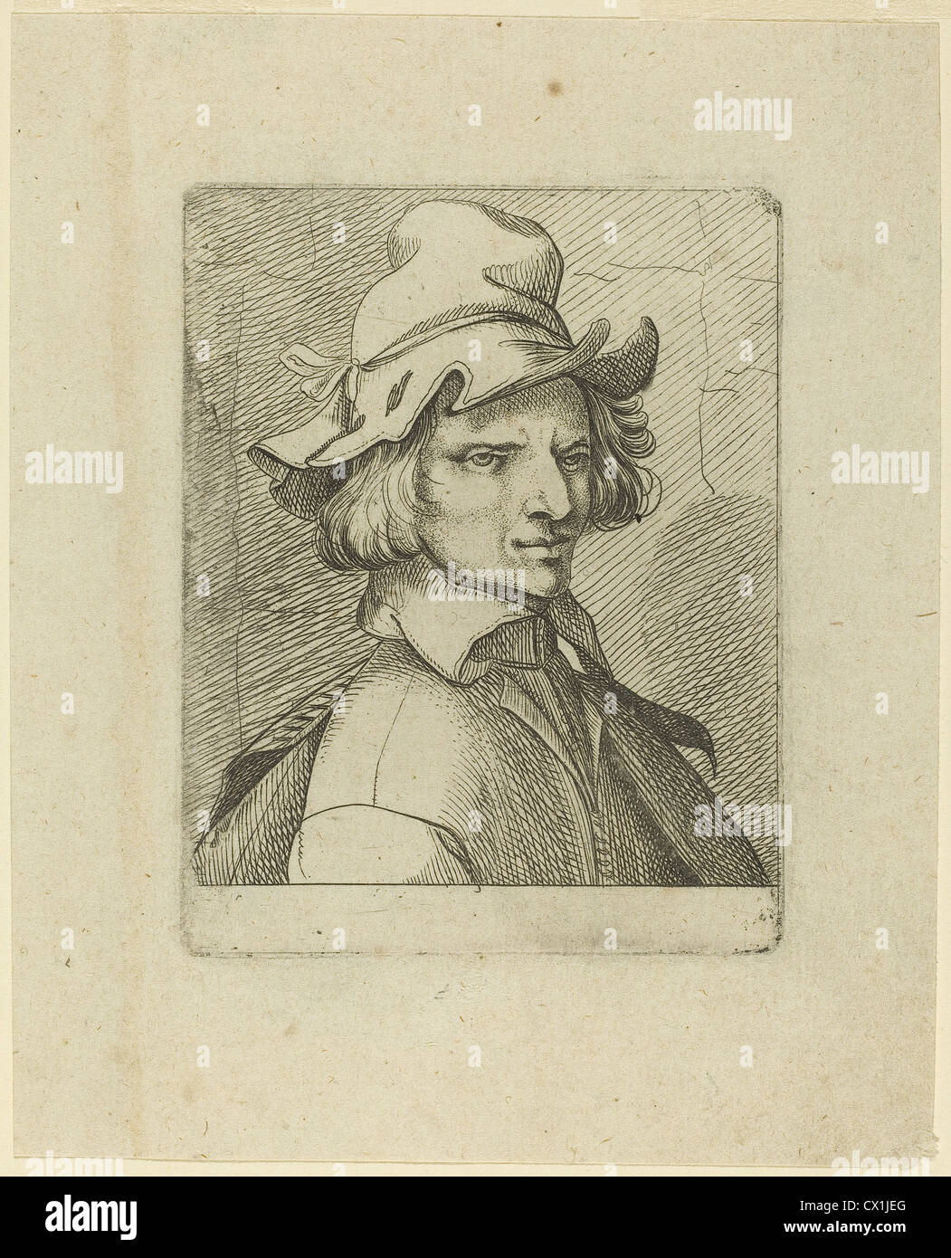 Jean de Saint-Igny (Français, 1595 - 1649 ), Autoportrait, c. 1610, gravure sur bois sur papier Banque D'Images